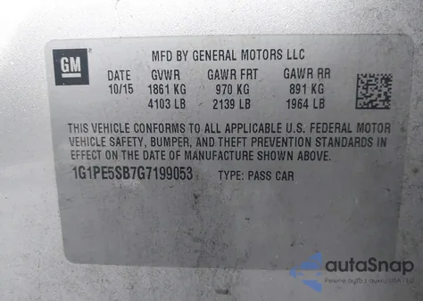 2016 Chevrolet Cruze Limited 1Lt Auto из США, поврежденный, VIN 1G1PE5SB7G7199053